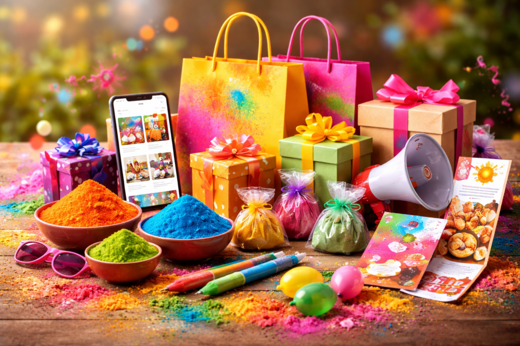 Holi-themed festive marketing display