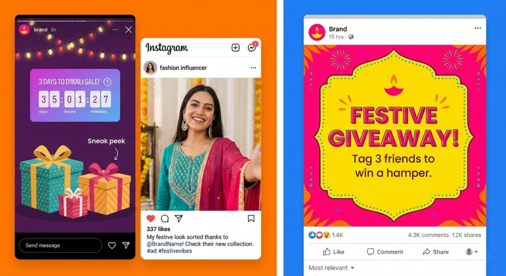 A collection of social media marketing posts