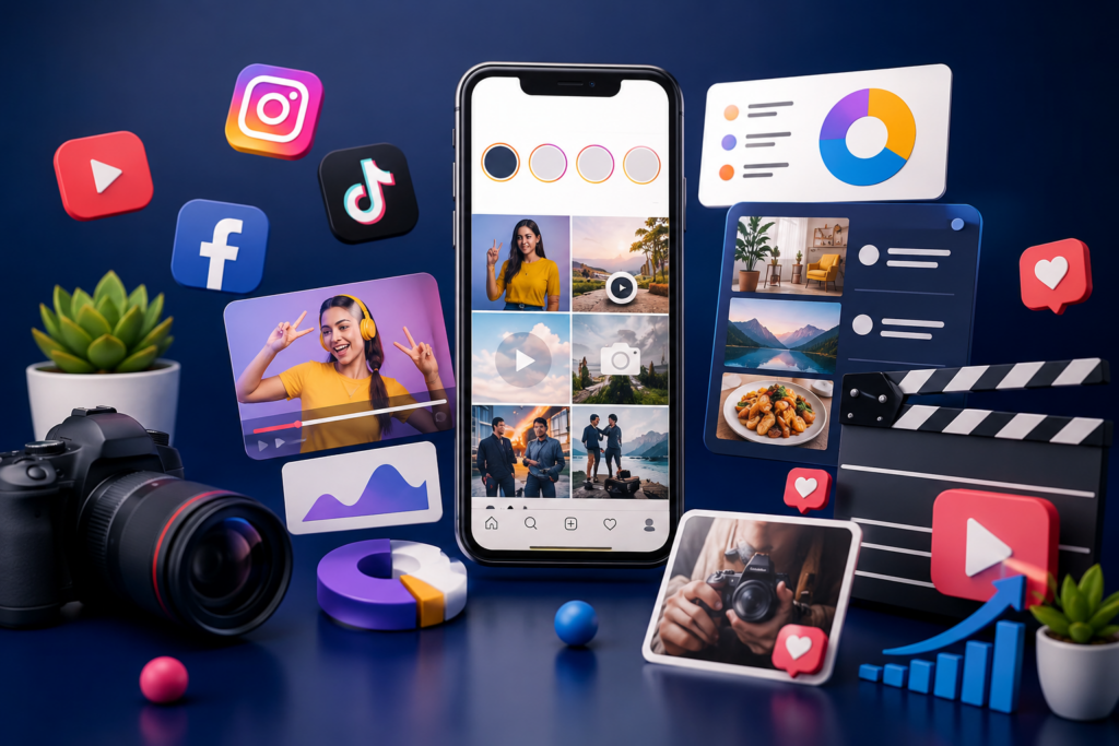 Social media content creation concept
